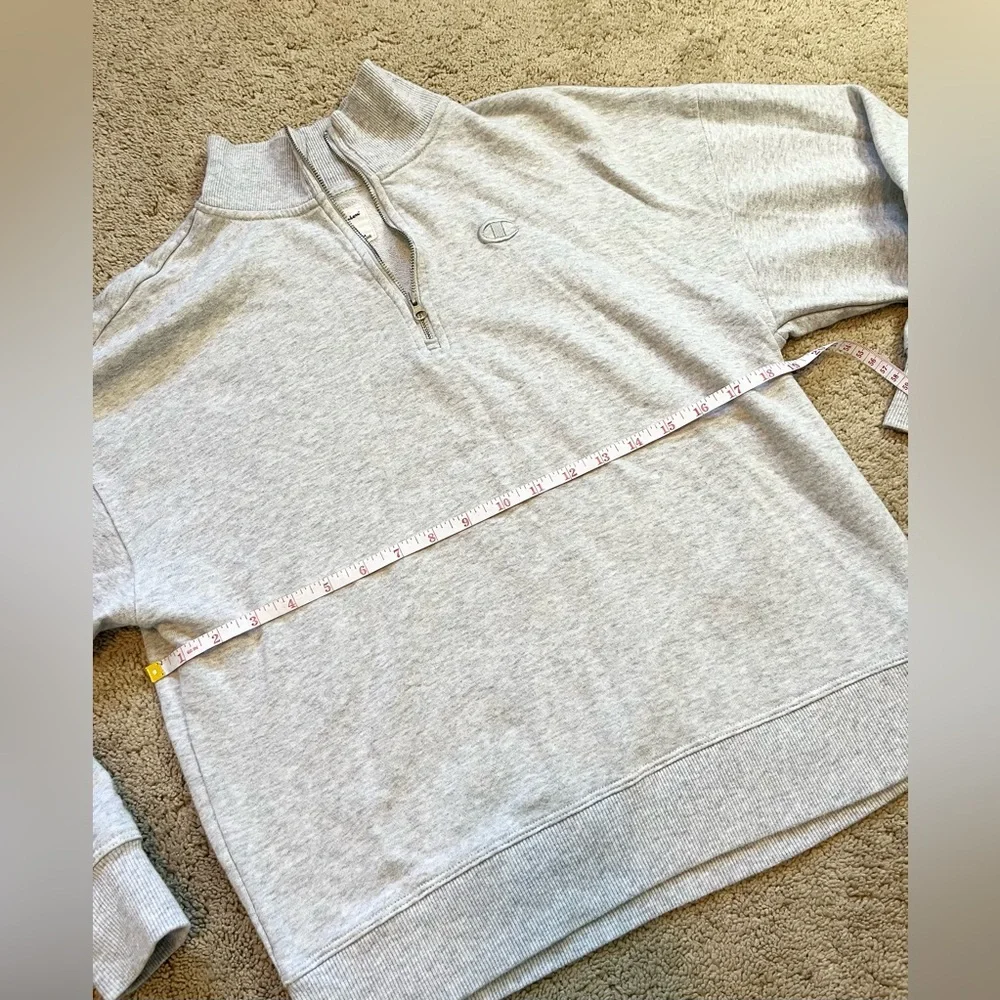 Champion Light Grey Quarter-Zip Sweatshirt - Oversized XS athleisure activewear - Picture 8 of 8
